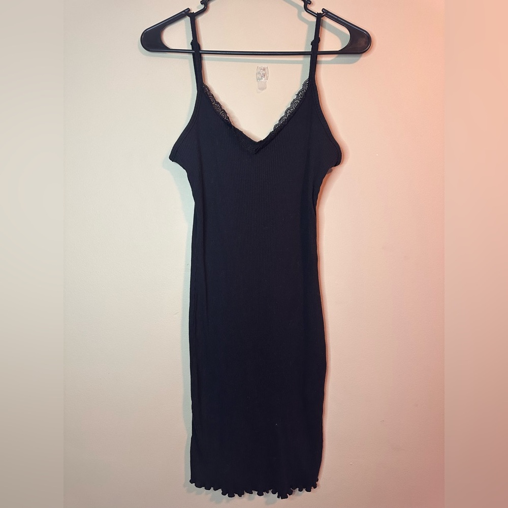 SHEIN Black Ribbed Lace Dress